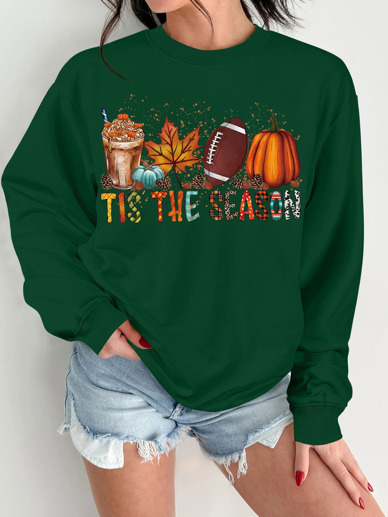 Damen Sweatshirt Herbstlich Motiv Lässiger Schnitt Norvielle