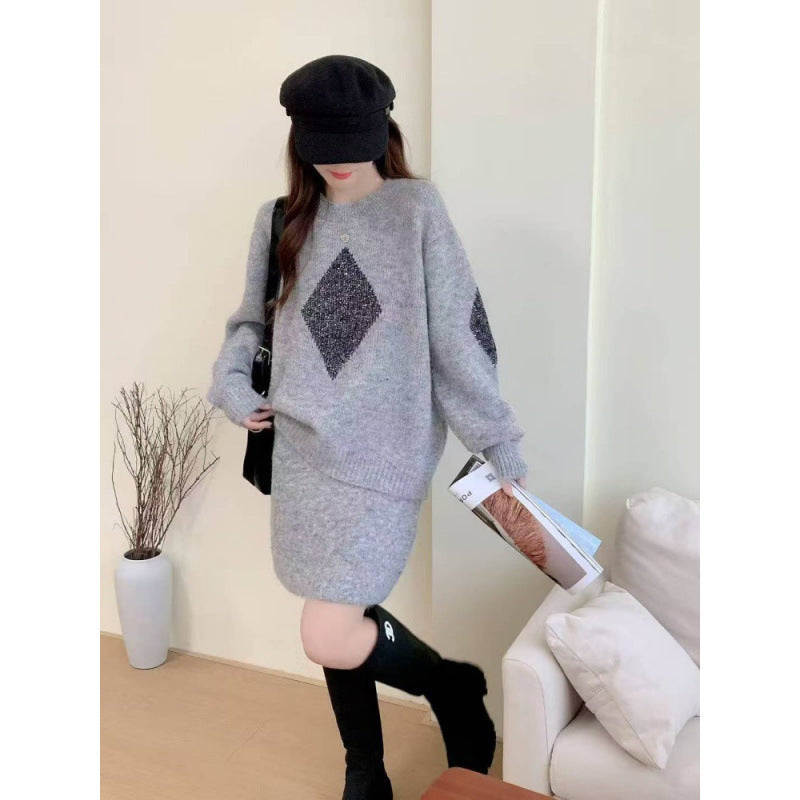 Damen Strickpullover Diamantmuster Gemütlich Norvielle