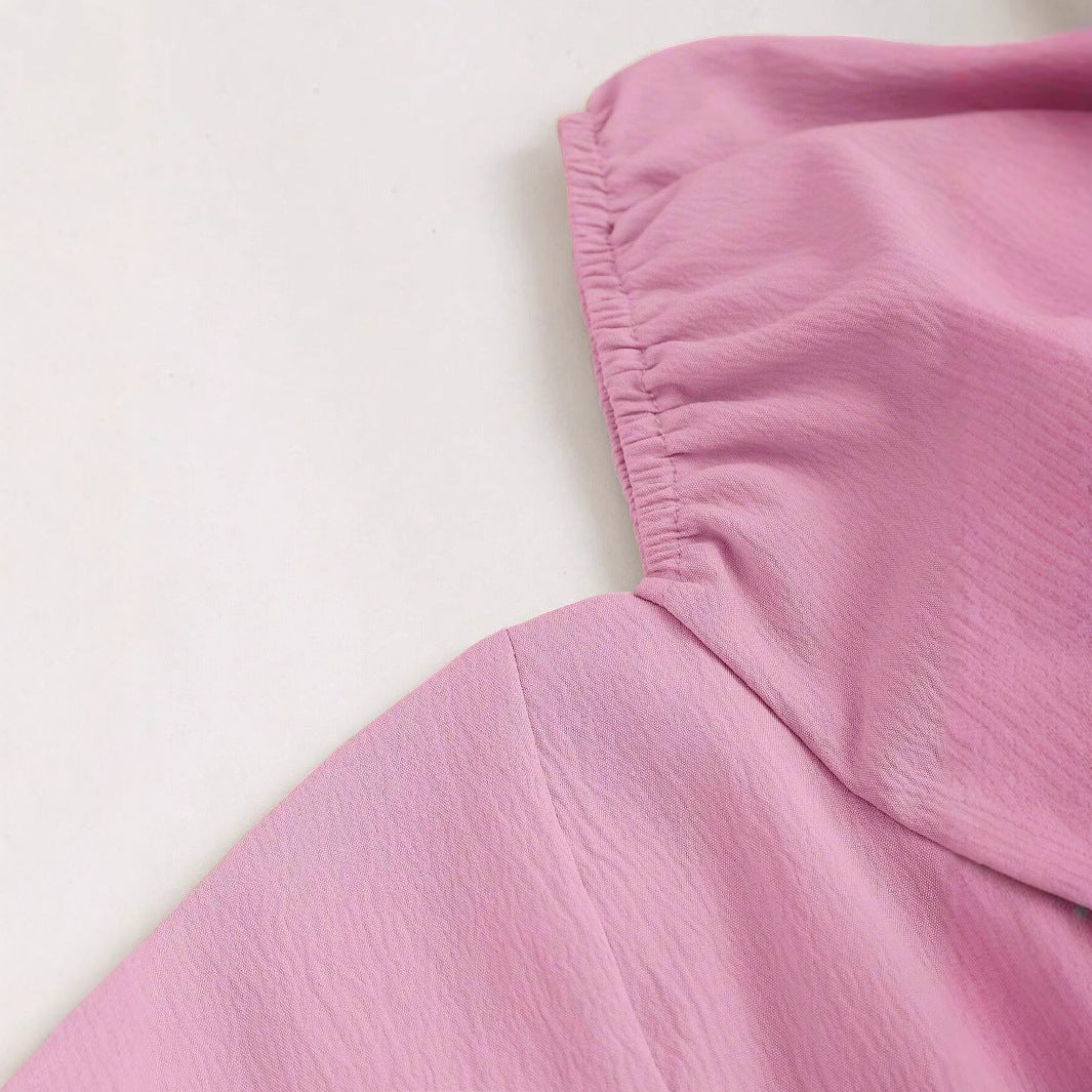 Damen Minikleid Puffärmel Herz-Ausschnitt Rot