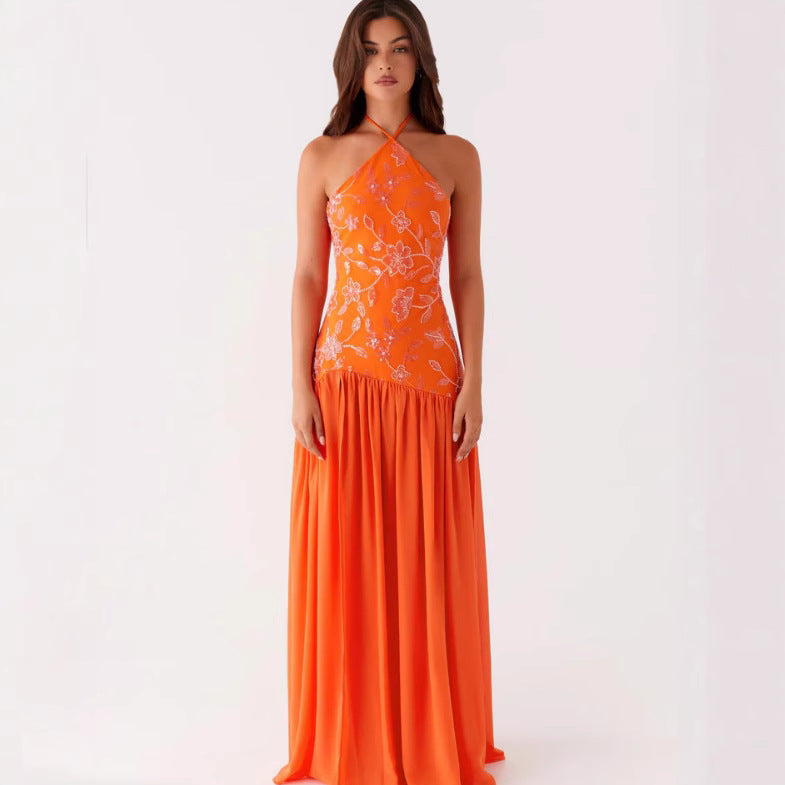 Damen Maxikleid Floralmuster Schwingrock - Norvielle