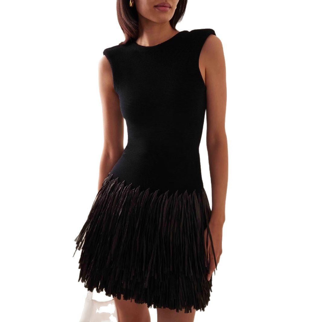 Damen Fransen Mini-Kleid Figurbetont Norvielle