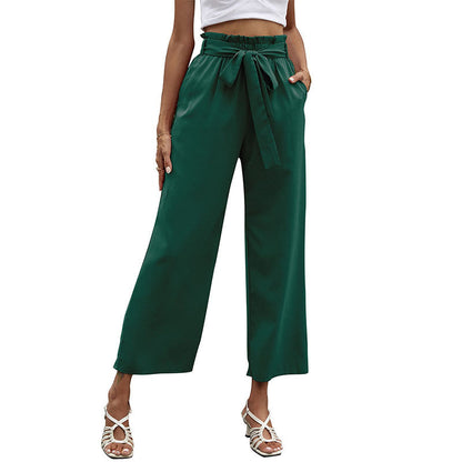 Damen Palazzo-Hose Elastischer Bund Bindegürtel Norvielle