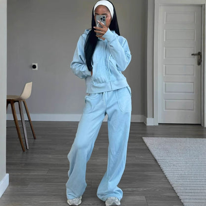 Damen Sportanzug Moderner Hoodie Weite Hose Norvielle