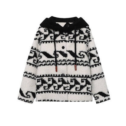 Damen Oversized-Jacke Grafisches Muster Hochwertig