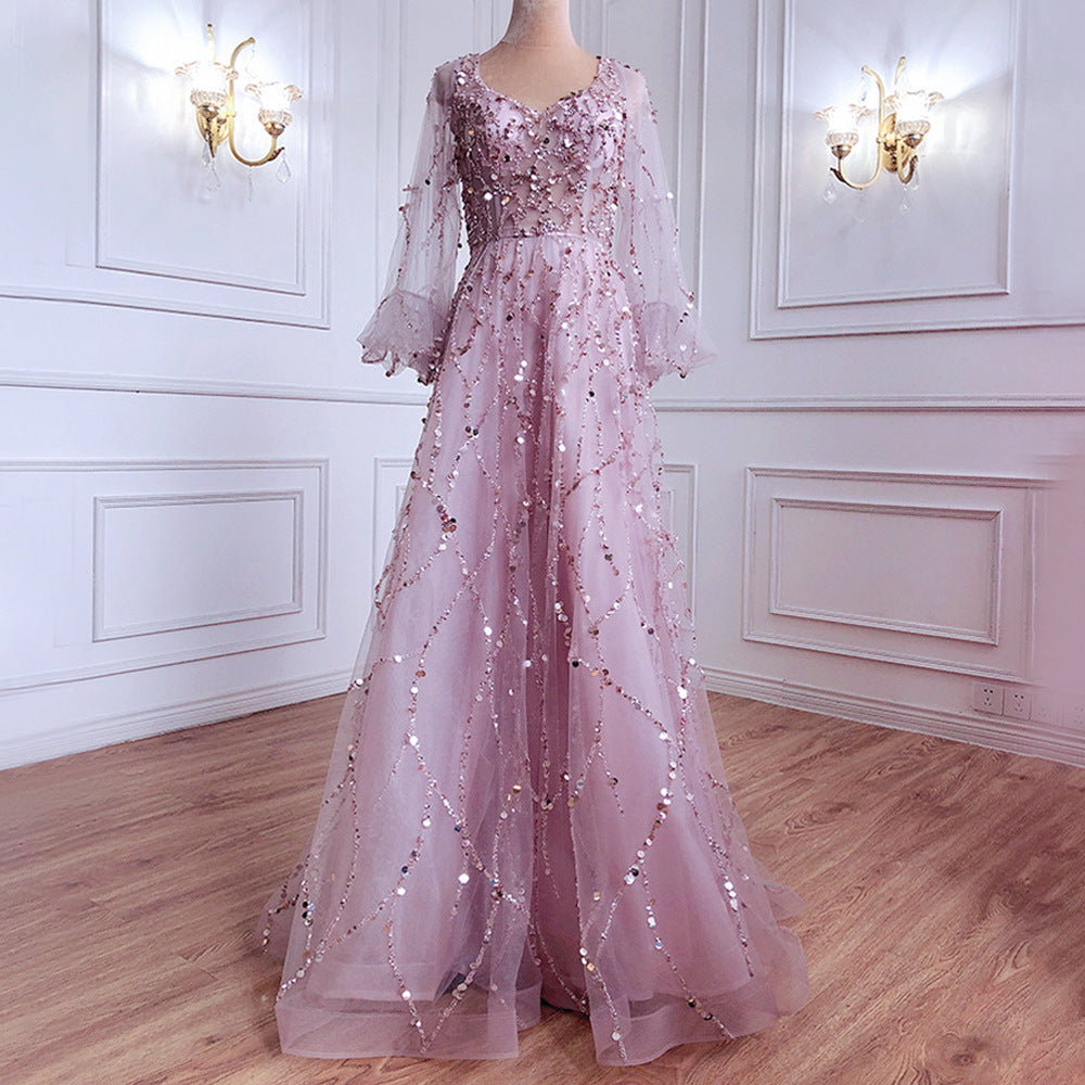 Norvielle Damen Abendkleid Lang Ärmelig
