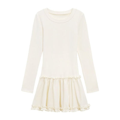 Damen Langarmshirt Voluminöser Rüschensaum Elegantes Design