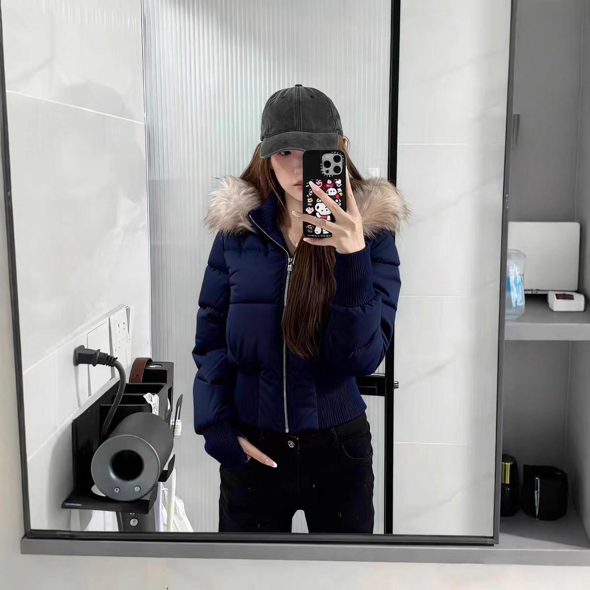 Damen Winterjacke Leicht Gesteppt Abnehmbare Kapuze