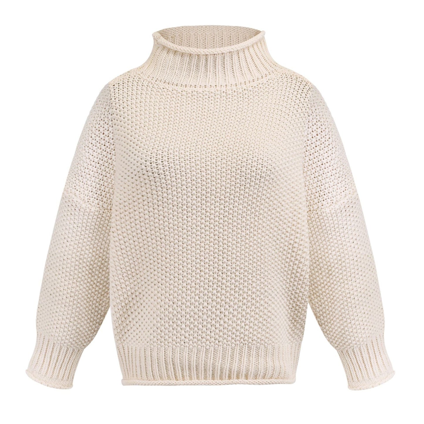 Damen Rollkragenpullover Grobgestrickt Lässiger Schnitt Norvielle