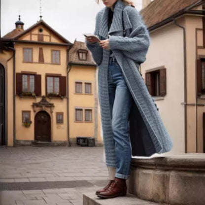 Damen Grobstrickmantel Weite Ärmel Modern Norvielle