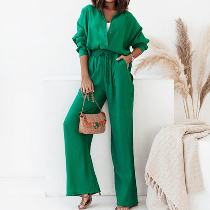 Damen Zweiteiliger Set Weiches Hemd Bequeme Hose