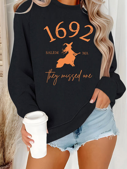 Damen Sweatshirt Witch-Motiv Gemütlicher Schnitt Norvielle