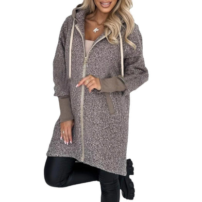 Damen Fleecejacke Kuscheliges Innenfutter Kapuze Norvielle