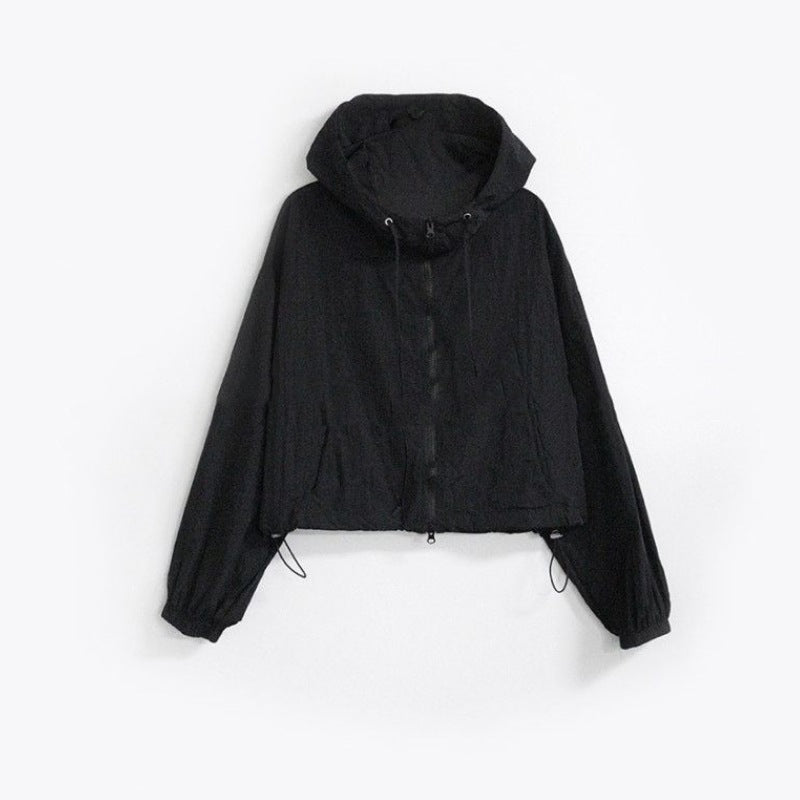 Damen Sportjacke Cropped Verstellbarer Kordelzug Norvielle
