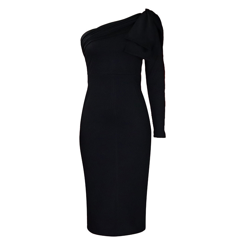 Damen Wickelkleid Asymmetrischer Ausschnitt Schleife Norvielle