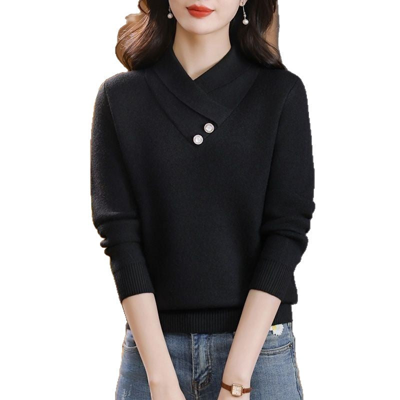 Damen Strickpullover V-Ausschnitt Dekorativ Norvielle