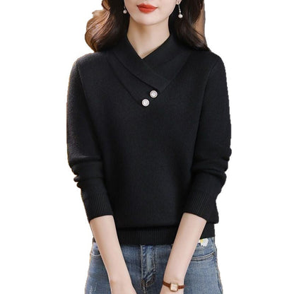 Damen Strickpullover V-Ausschnitt Dekorativ Norvielle