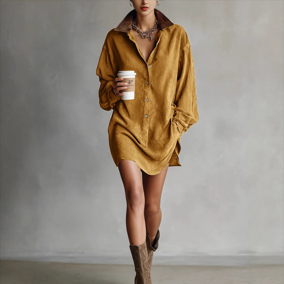 Damen Hemdblusenkleid mit Kragen Zeitgemäßer Schnitt