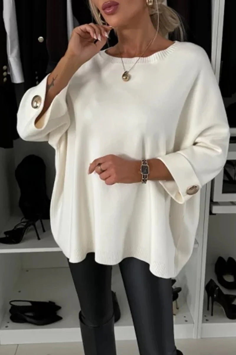 Damen Oversized Pullover mit Knopfdetails Elegantes Design Norvielle