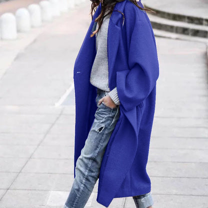 Damen Oversized Wollmantel Klassisches Design