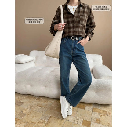 Damen Hemd Kariert Oversized mit Brusttasche
