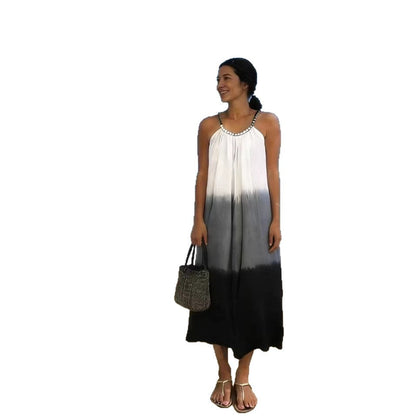 Damen Maxikleid Plissiertes Oberteil Verzierter Träger Norvielle