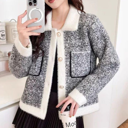 Damen Jacke Kuschelig Kontrasttaschen Norvielle - Norvielle