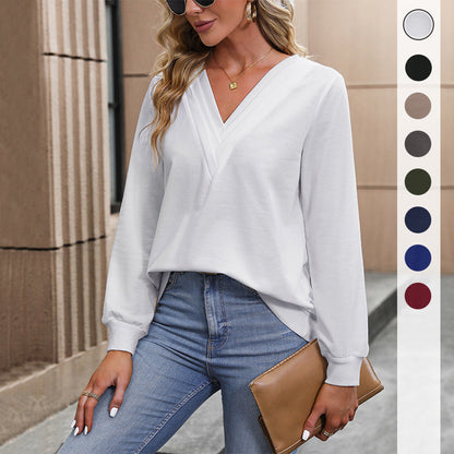 Damen Bluse V-Ausschnitt Lockere Ärmel Norvielle - Norvielle