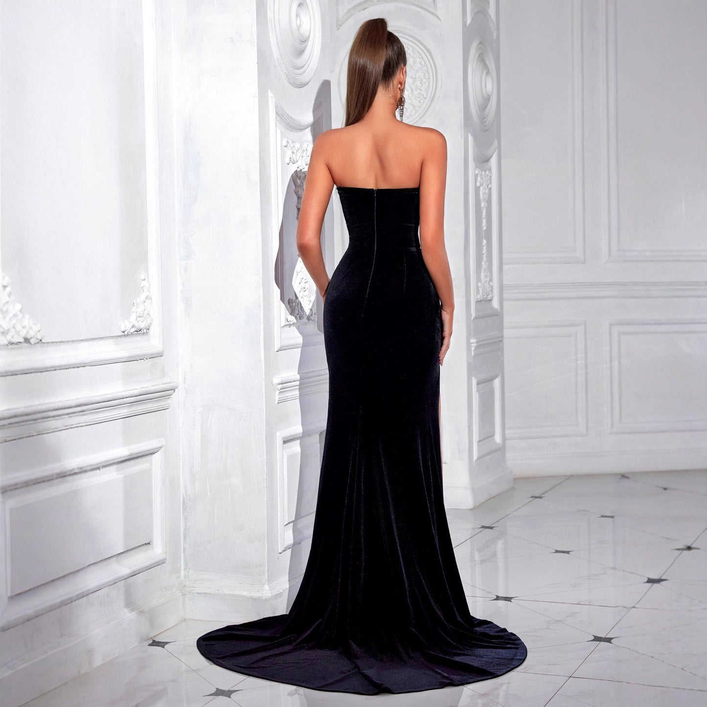 Damen Abendkleid Transparentes Oberteil Figurbetonter Schnitt