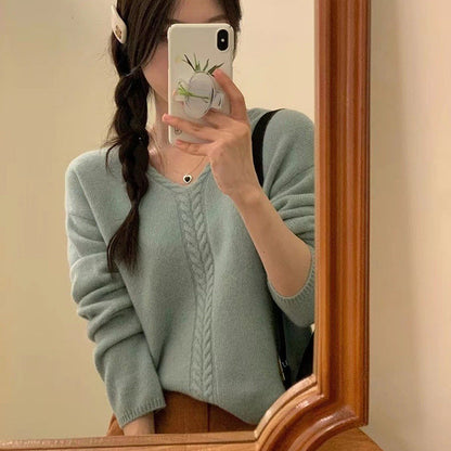 Damen Oversized Pullover V-Ausschnitt Feinstrick Weiß - Norvielle