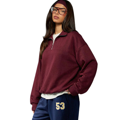 Damen Oversized Pullover Weiches Fleece Beige