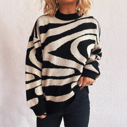 Damen Oversized Pullover Zebra Muster Kuschel Norvielle
