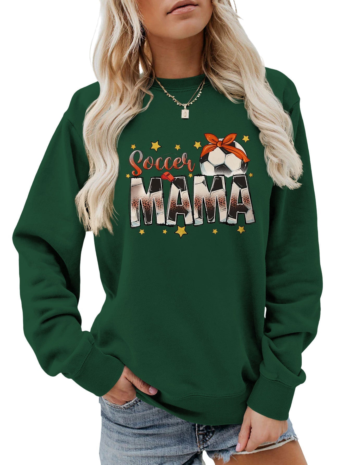 Damen Sweatshirt Soccer Mama Aufdruck Bequem Norvielle