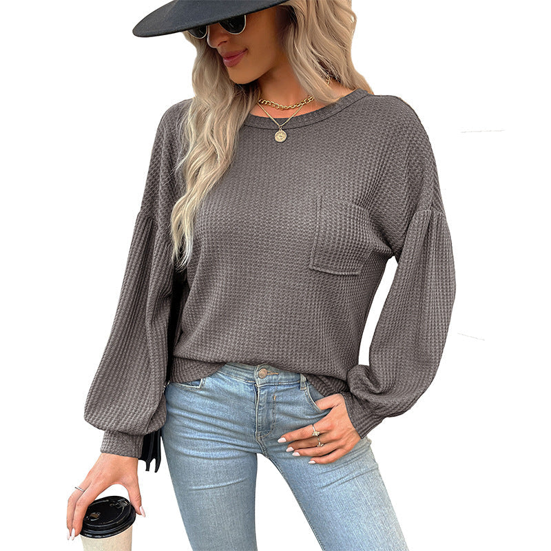 Damen Langarmshirt Waffelstruktur Norvielle