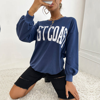 Damen Oversize Pullover mit Schriftzug Groß