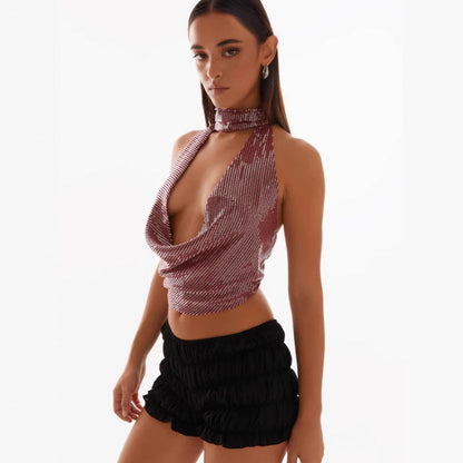 Damen Oberteil mit Drapierungsdetail Choker-Ausschnitt Norvielle - Norvielle