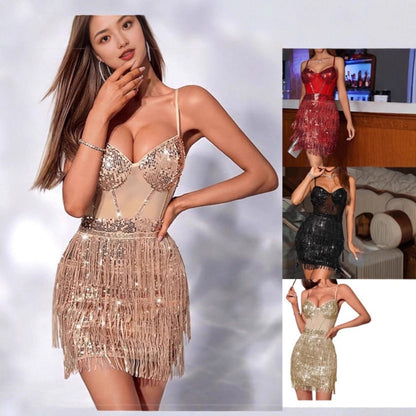 Damen Fransen-Kleid Glitzernd Norvielle - Norvielle