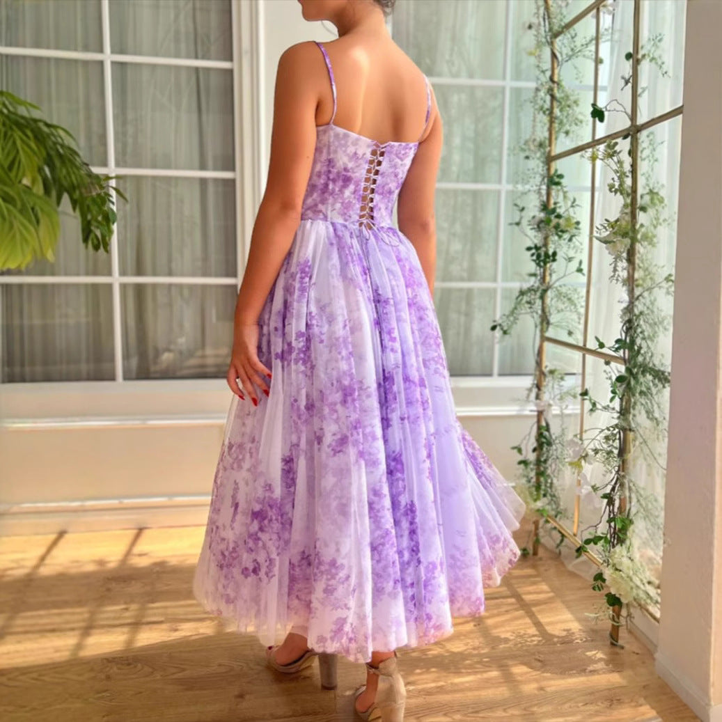 Damen Abendkleid Florales Design Eleganter Schnitt Norvielle