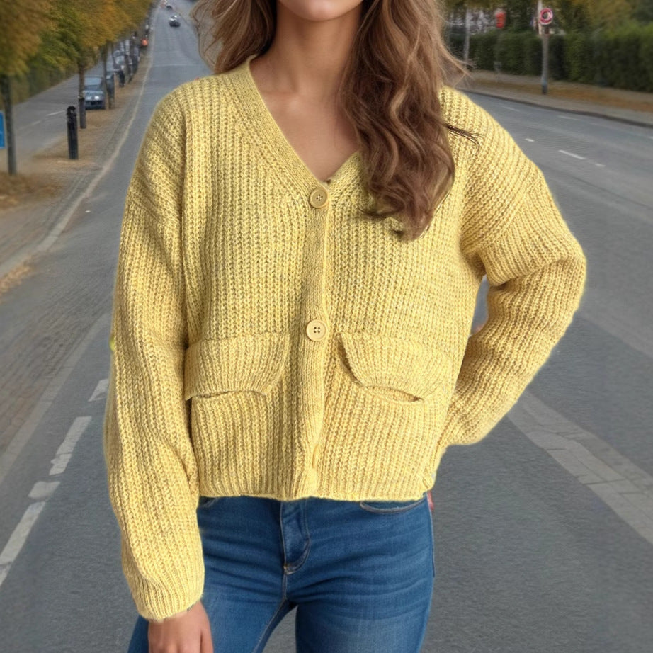 Damen Strickcardigan mit Taschen und breiten Ärmeln Norvielle