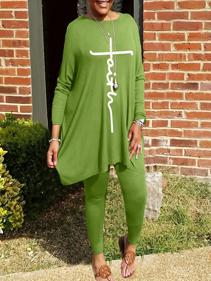 Damen Leggings- und Tunika-Set Asymmetrisch Motivierend