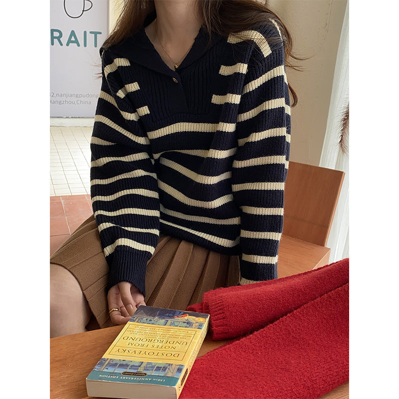 Damen Strickpullover Maritim Streifen Norvielle