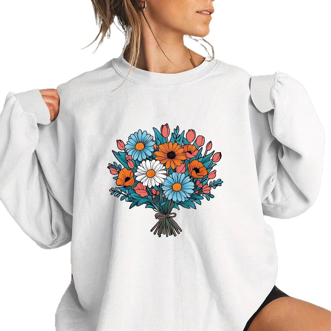 Damen Oversized Sweatshirt Florale Grafik Norvielle