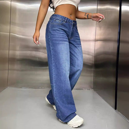 Damen Weite Jeanshose Lässiger Streetstyle