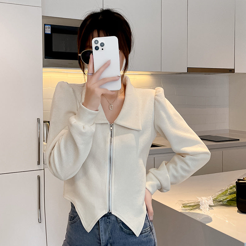 Damen Cropped Sweatjacke Voluminöse Ärmel Norvielle - Norvielle