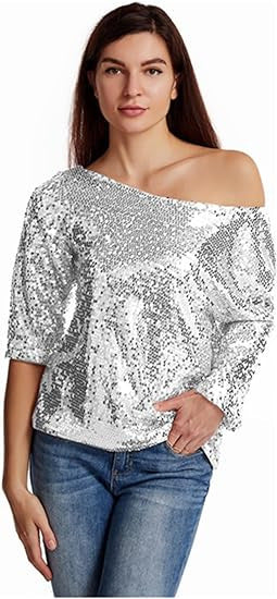 Damen Glitzernde Paillettenbluse Norvielle