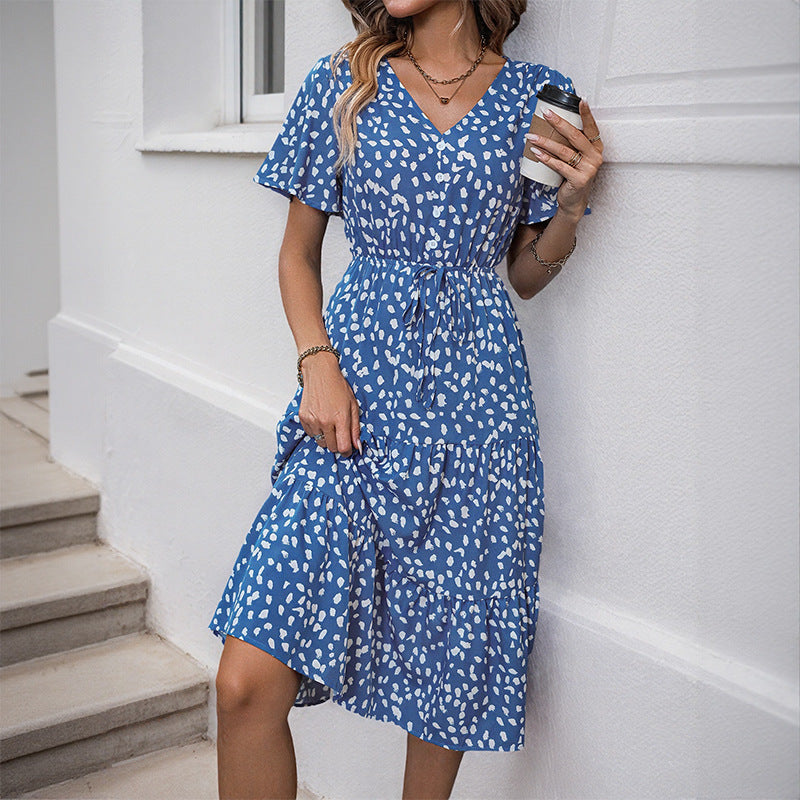 Damen Midi-Kleid Voluminöser Rock Eleganter Gürtel Norvielle