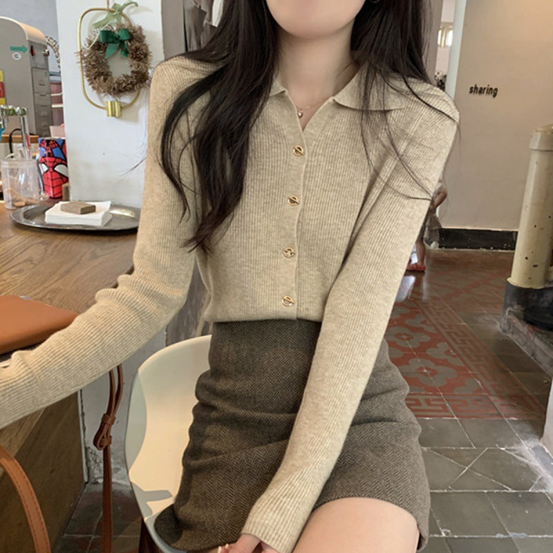 Damen Strickpullover mit Knöpfen und Rippmuster Fein Norvielle