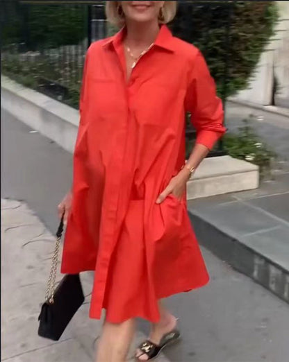 Damen A-Linien Hemdkleid mit Taschen Norvielle