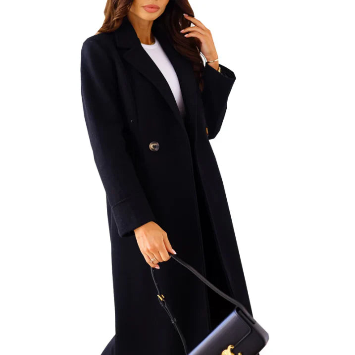 Damen Wintermantel Lang Schwarz - Norvielle
