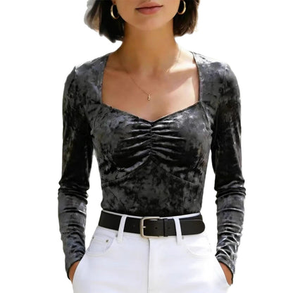 Damen Elegantes Langarmshirt mit Raffung Norvielle