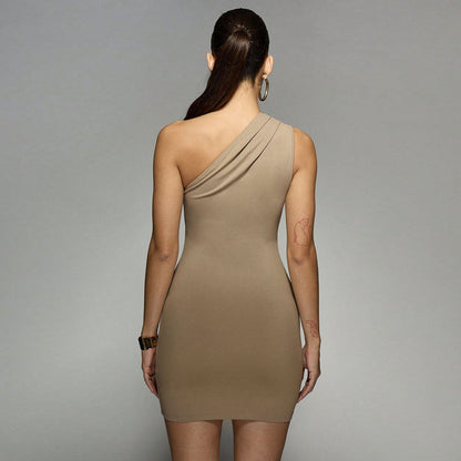 Damen Minikleid Cut-Out Asymmetrischer Ausschnitt Figurbetonter Stoff